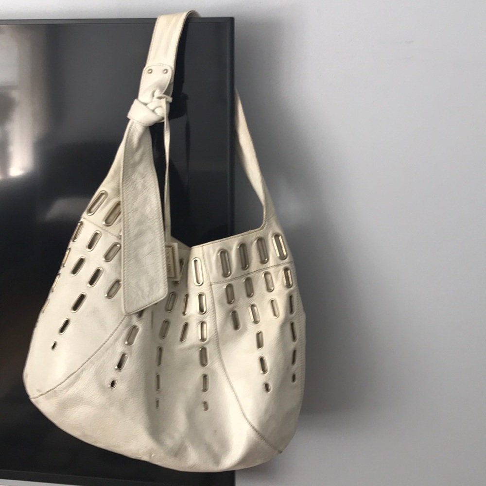 Authentic Jimmy Choo white leather bag